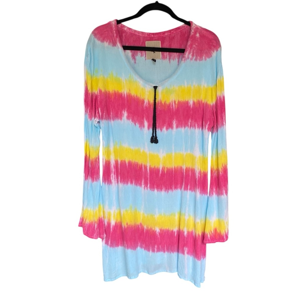 One Teaspoon Hot Pink Tie Dye Tunic Top Cover Up Womens Size Small Handmade
